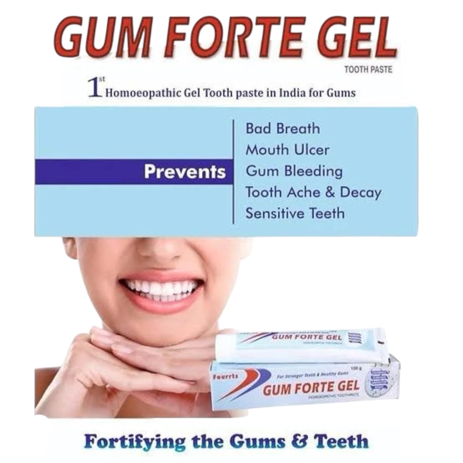 197 Fourrts Gum Forte Gel Toothpaste Herbal N Homeopathic Formulation -100gm X 3 Pcs COMBO - Image 4